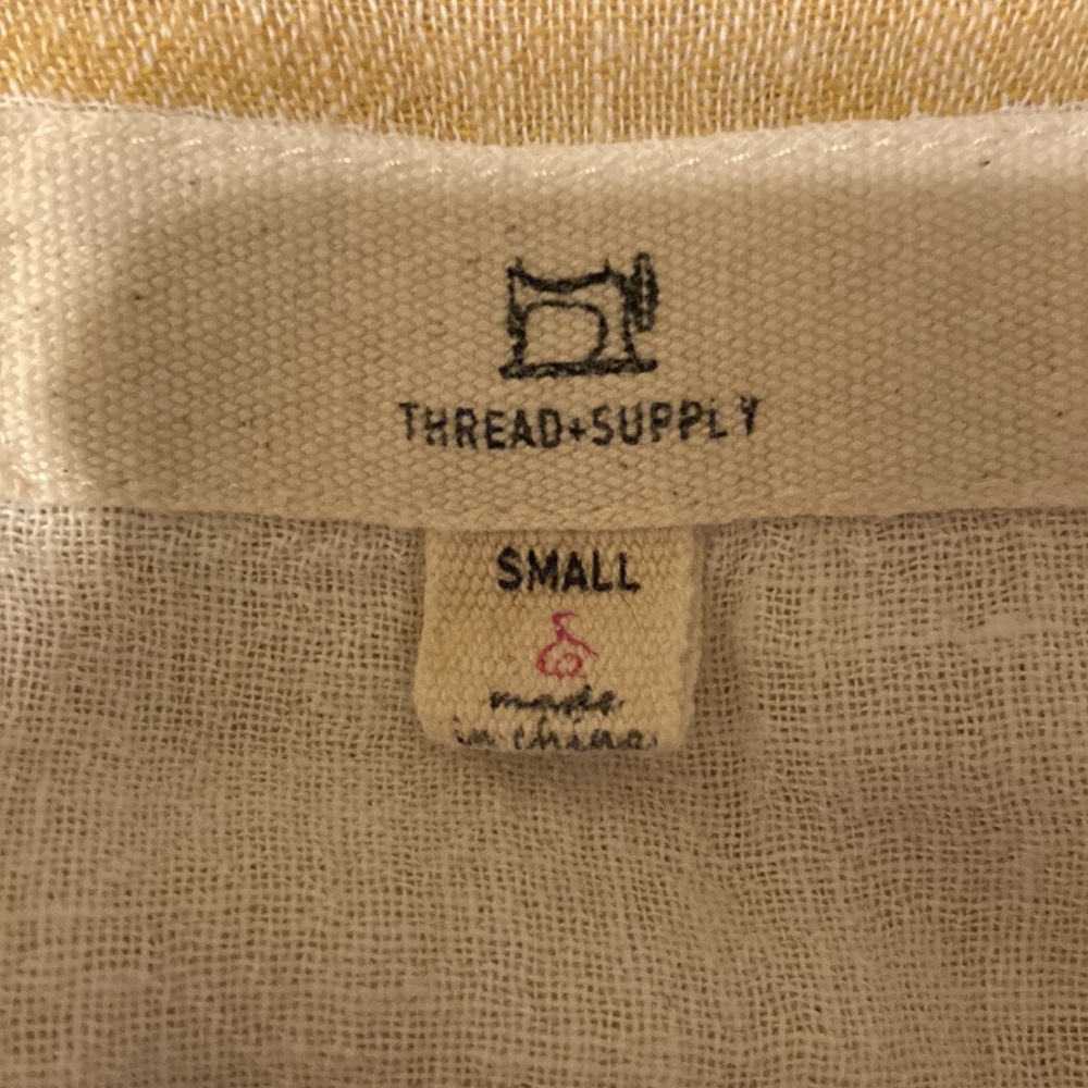 Thread & Supply Beige Striped Button Down Shirt - image 7